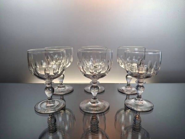 6 antique water/wine glasses “Ballon - Olive” 19th century “Baccarat”