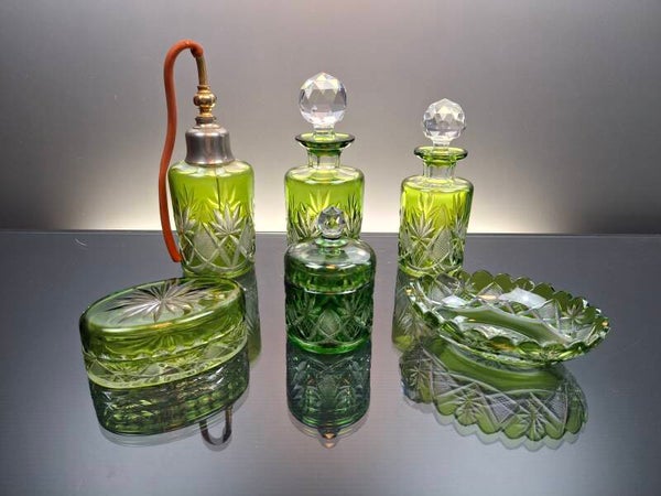 Belgian crystal Val Saint Lambert toilet set “Hubert Fouarge”