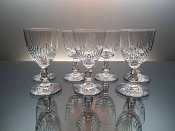 7 antique crystal port/liqueur glasses “Baccarat – Gondole – côtes creuses ”