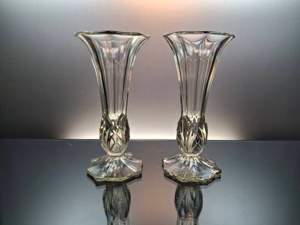 2 Czechoslovakia clear Art deco vase