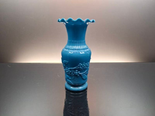 French little blue 19th century opaline vase “Portieux”