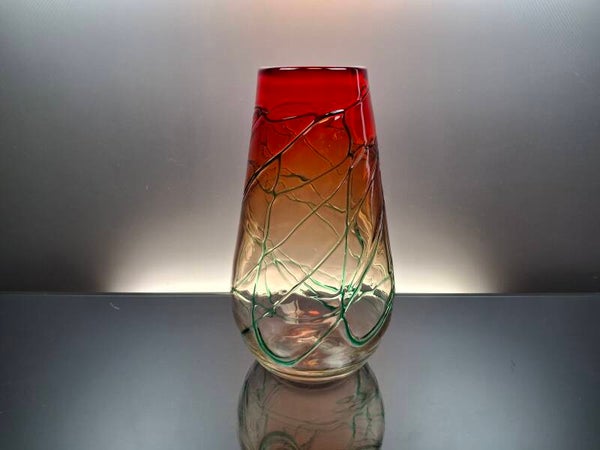 Vintage Art Glass Vase with Glass Threads