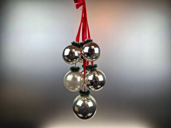 Set Vintage Mouth-Blown silver Christmas Baubles