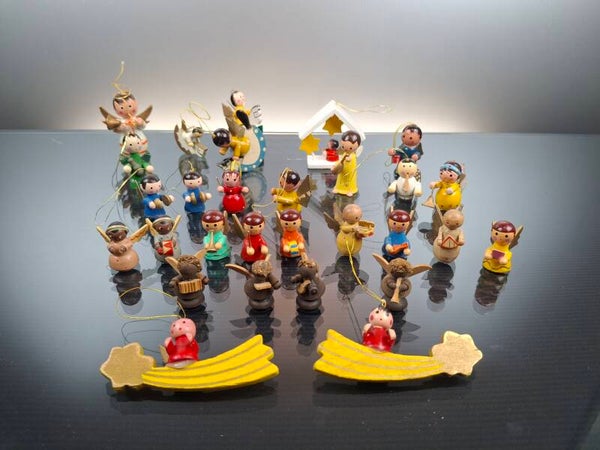 29 German, vintage wooden Christmas tree decorations (Erzgebirge)