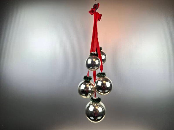 Set Vintage Mouth-Blown silver Christmas Baubles
