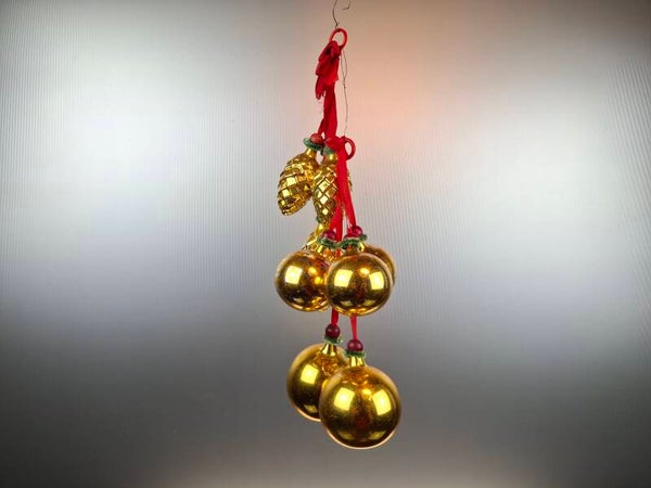 2 sets Vintage Mouth-Blown golden Christmas Baubles