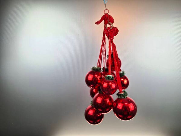 2 sets Vintage Mouth-Blown red Christmas Baubles