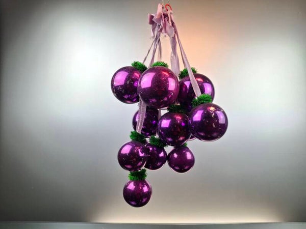 2 sets Vintage Mouth-Blown purple Christmas Baubles