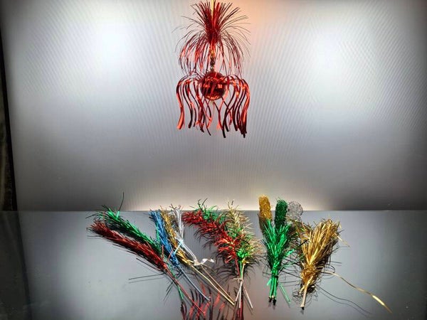 Vintage Christmas tinsel Picks + Christmas Fountain Hanger