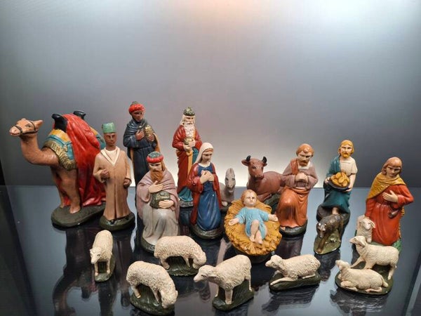 19 Vintage large Nativity figures