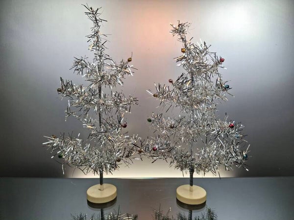 2 Vintage Silver Christmas Trees 46 cm / 18.11 inches