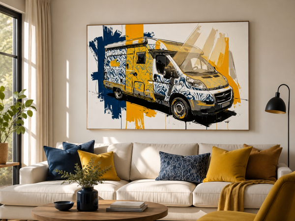 Personaliseren Custom Camper Artwork in Urban Pop-Art Stijl op Canvas