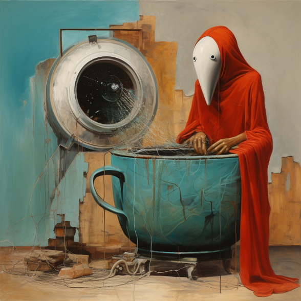 Teacup Wash Surreal Figure