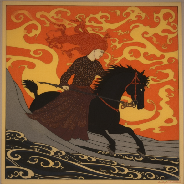 Sigurd rides through the flames