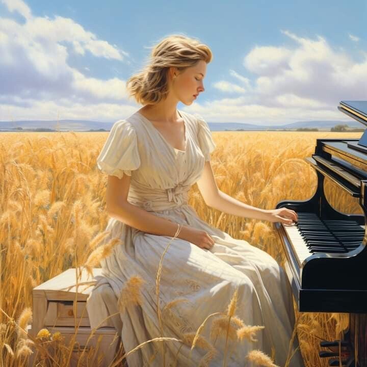 Pianist in Wheat field