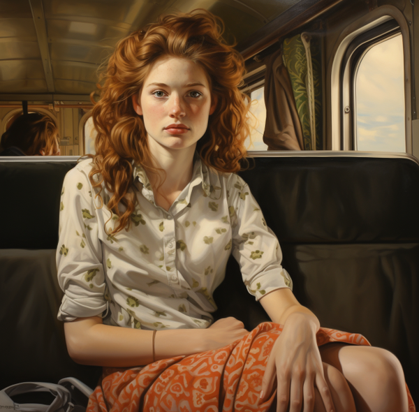 Red Haired Woman on Train