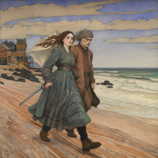 Young Couple Beach Walk