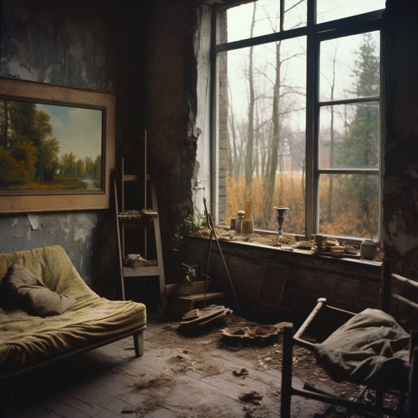 Artist's Hut in Conifer Forest