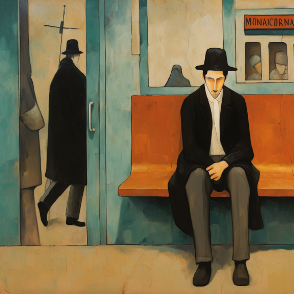 Man at railway station