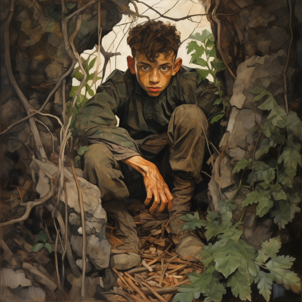 Boy in hide out