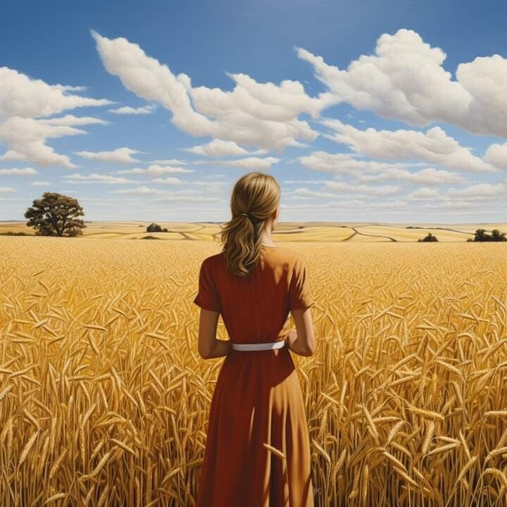 Woman in wheat field