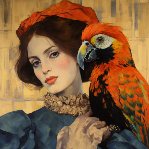 Woman with Macaw Parrot 2