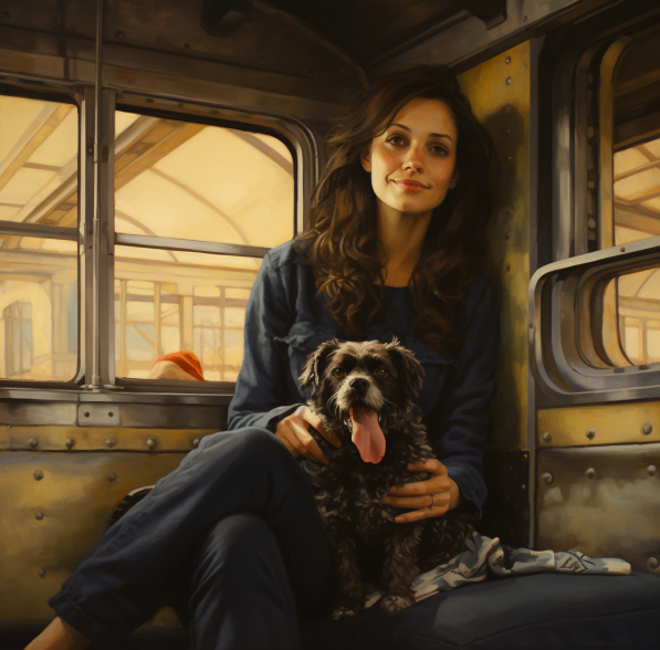 Woman with shaggy dog