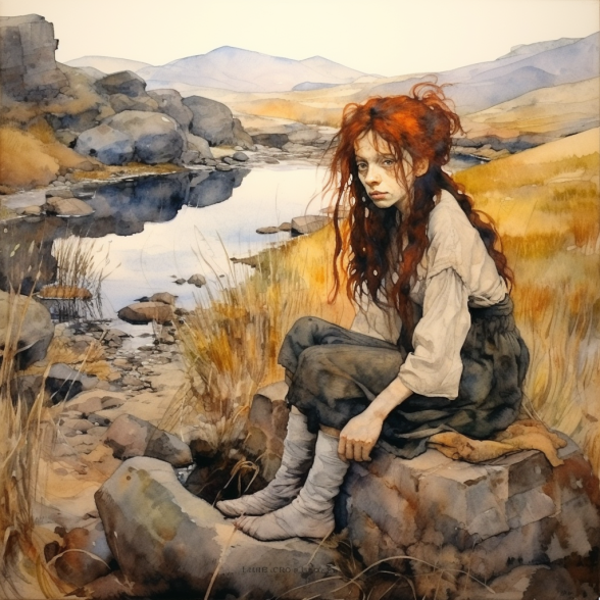 Survivor sitting next to lagoon