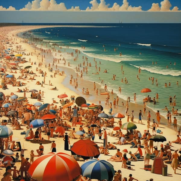 Crowded Beach Scene
