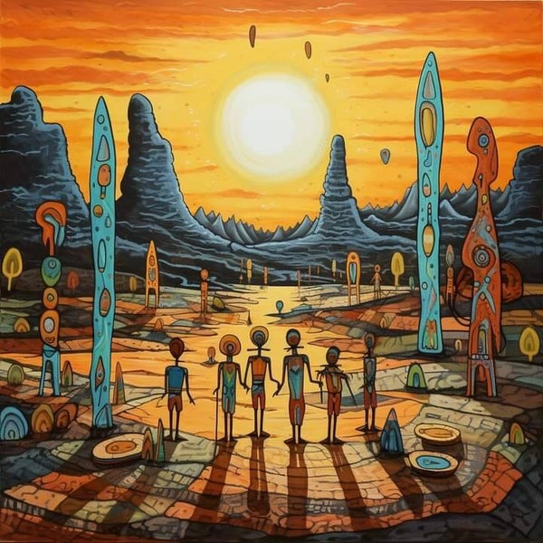 Tribe watching sunset