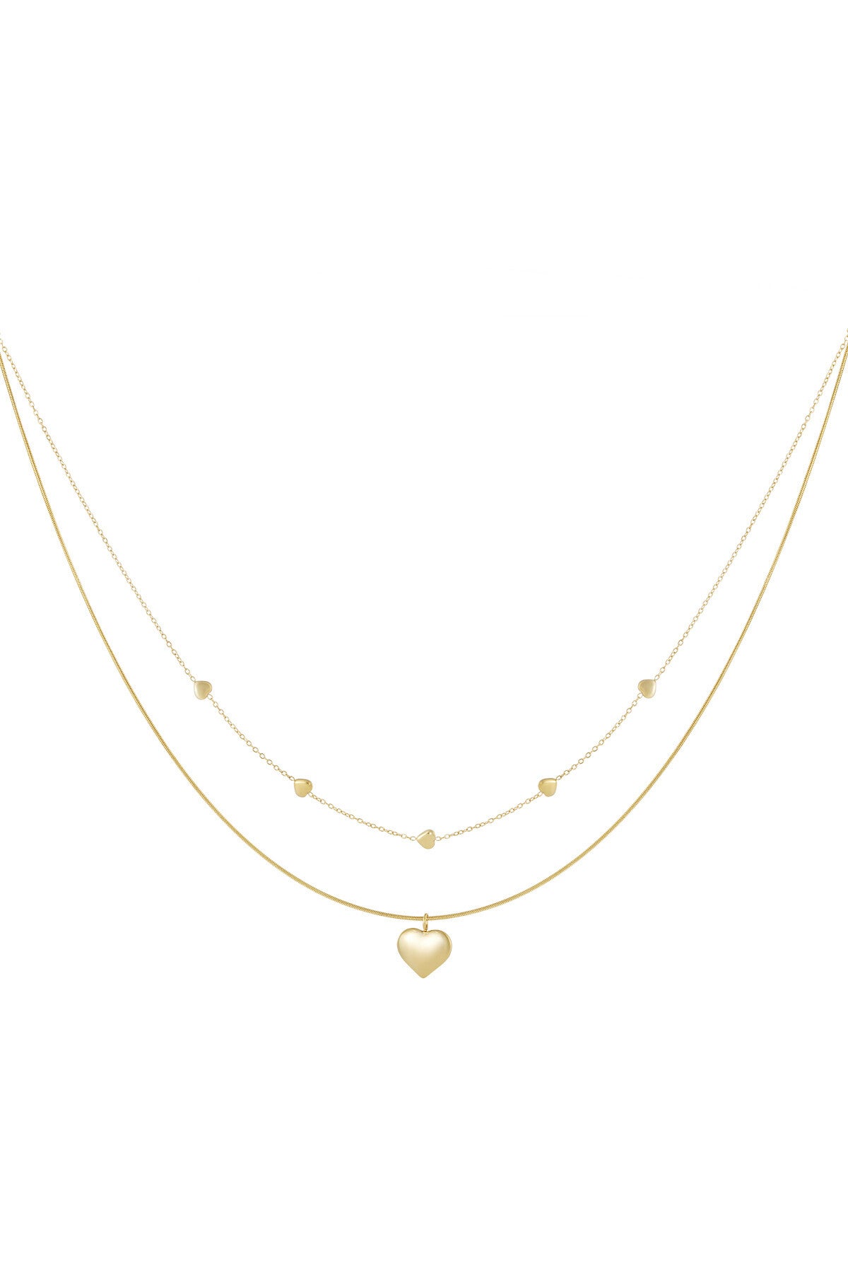 Heart Layered Necklace Gold