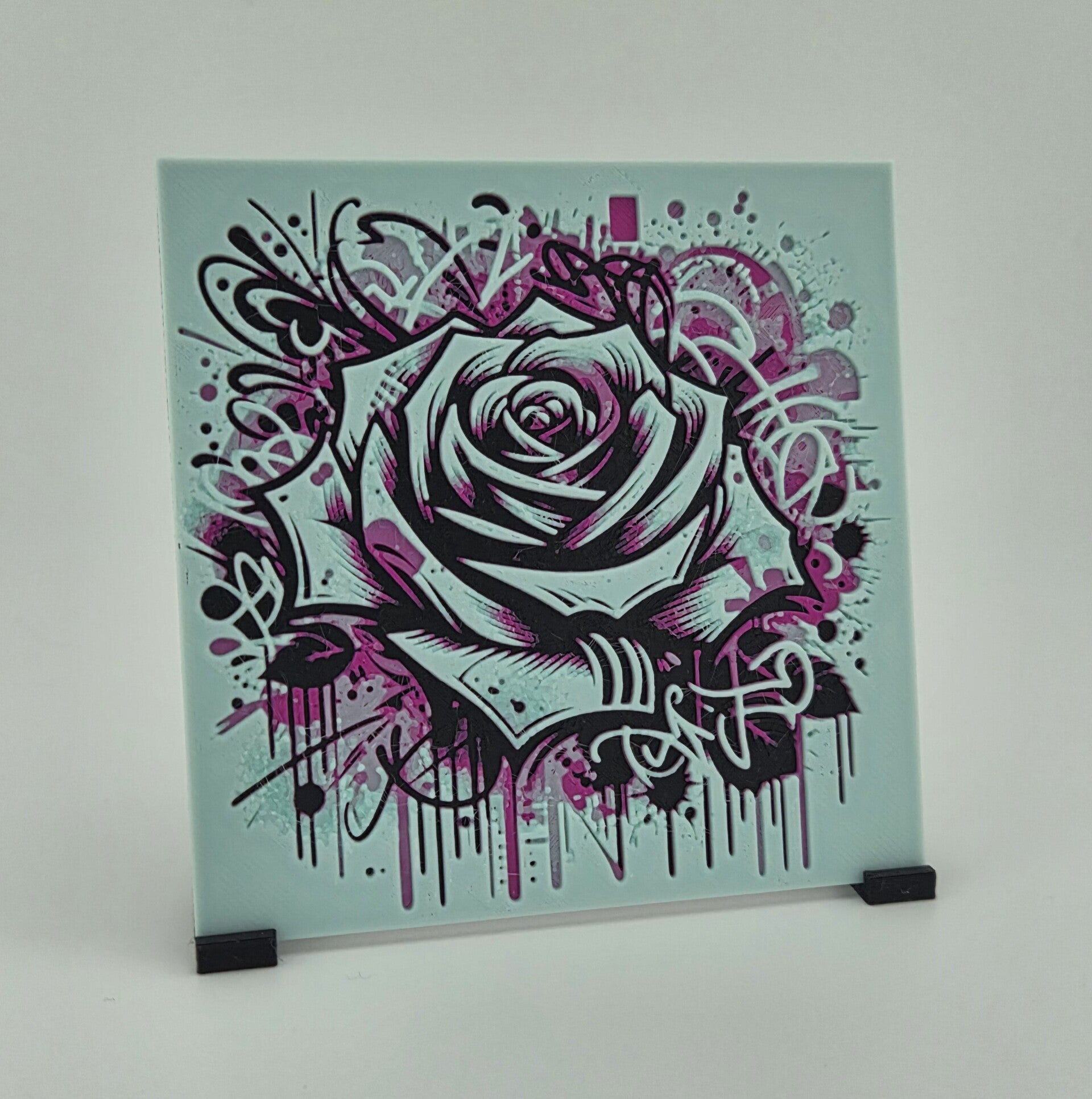 Graffiti Rose 2D Textured Art Print