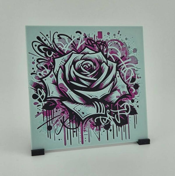 Graffiti Rose 2D Textured Art Print