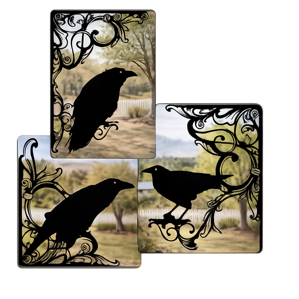 Decorative Raven Window Silhouettes - Set of 3