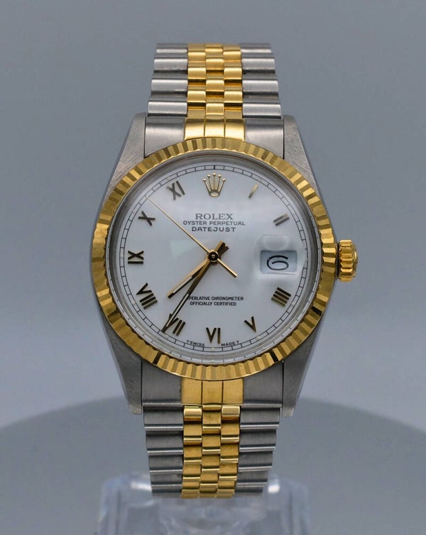 Rolex Datejust 36 mm 16013 Steel & 18 K Yellow Gold with White Roman Dial