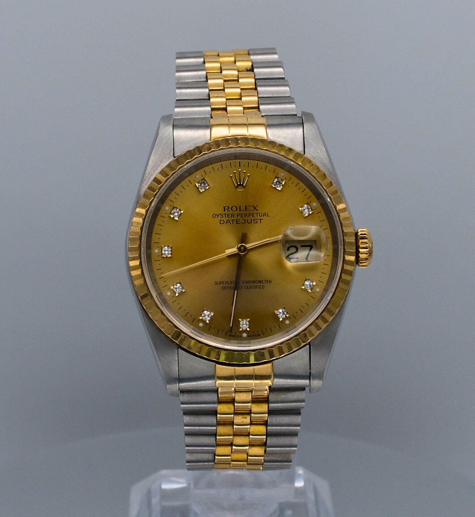 Rolex Datejust 36 mm Steel & Yellow Gold 16233 Champagne Diamond Dial