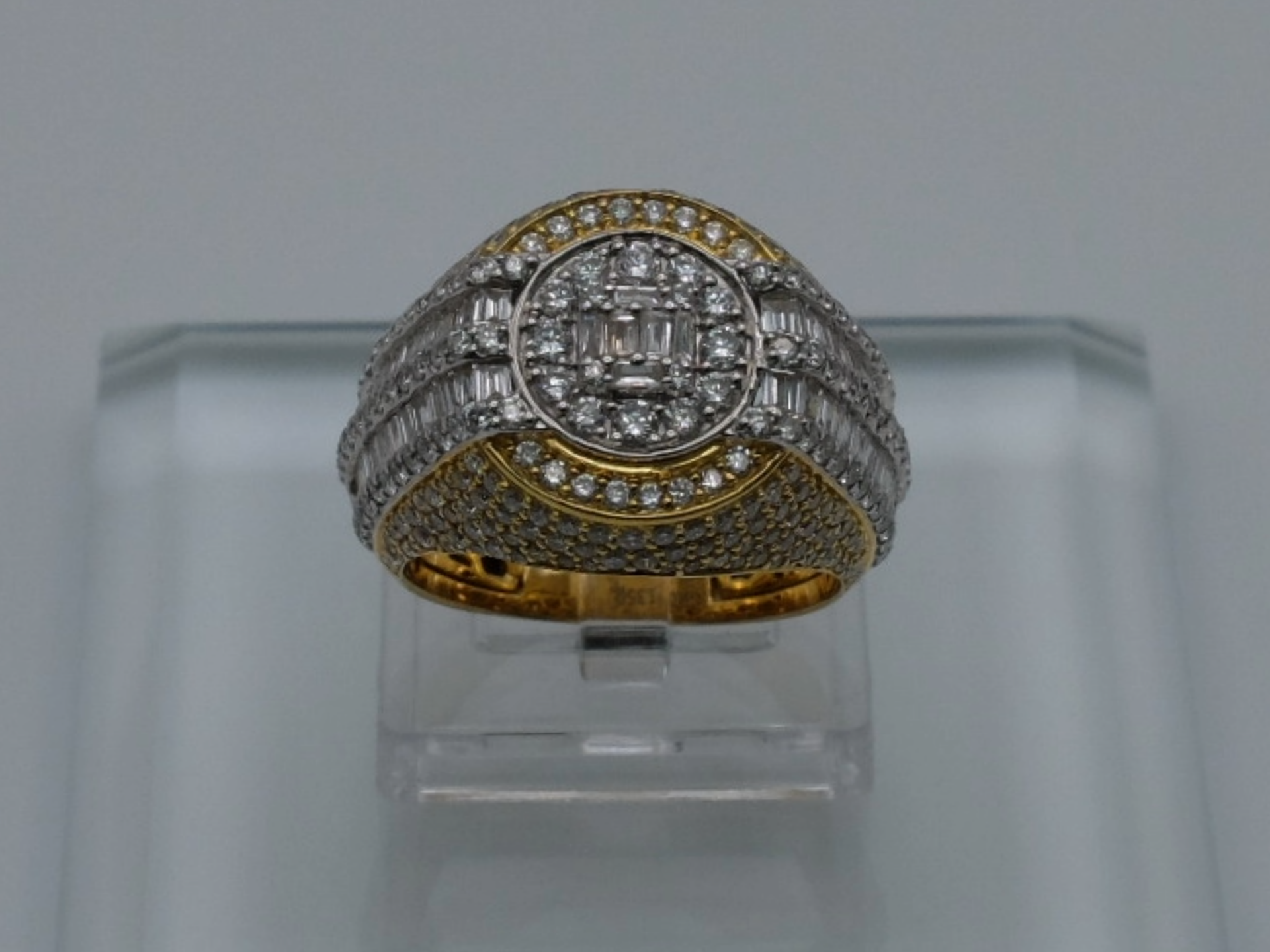 Mens 9ct Yellow Gold Diamond Ring 'Superbowl Style'