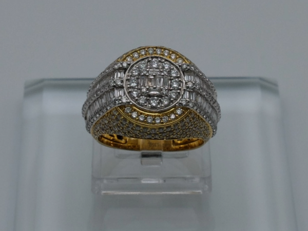 Mens 9ct Yellow Gold Diamond Ring 'Superbowl Style'