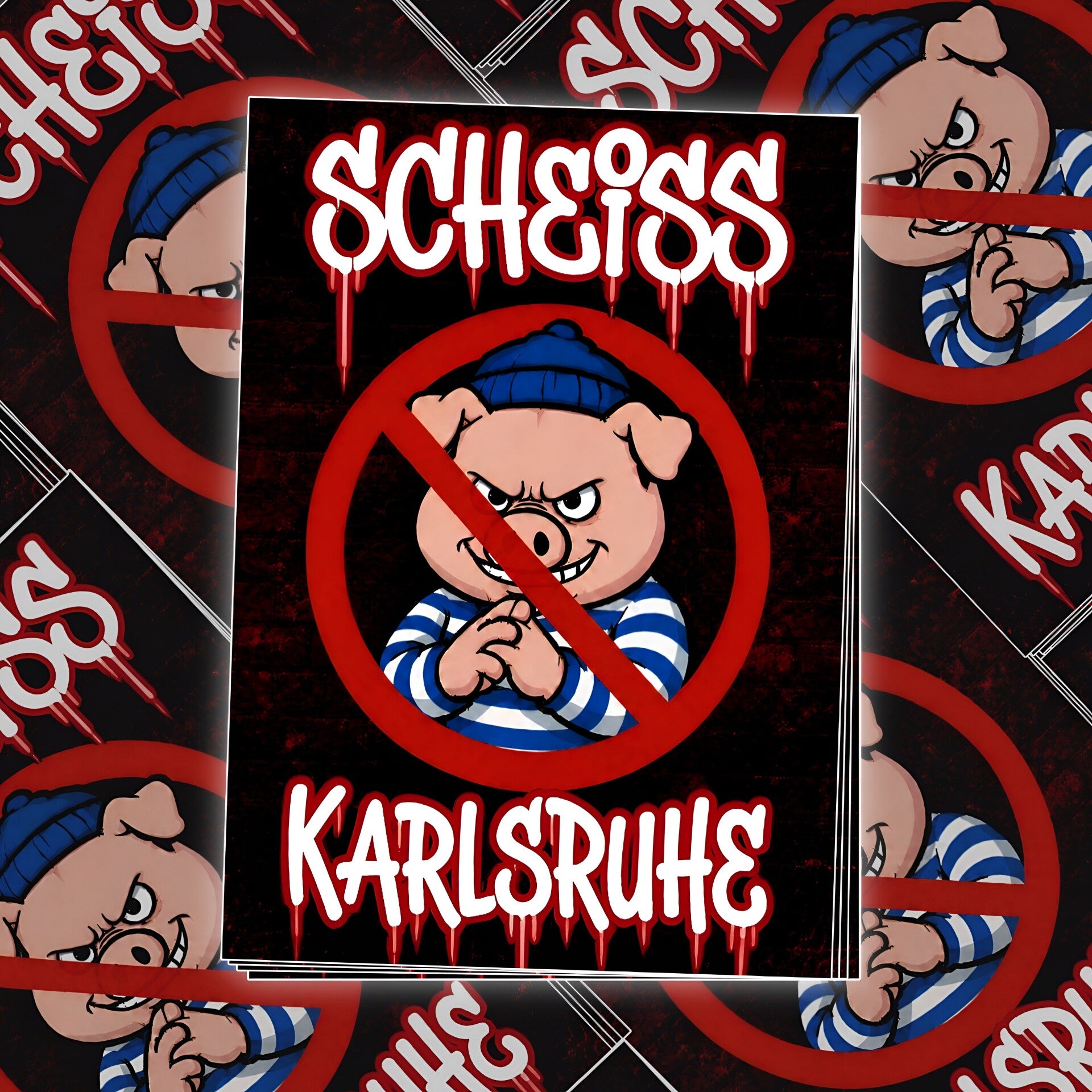 50 Anti Karlsruhe Aufkleber 5,2cm x 7,4cm