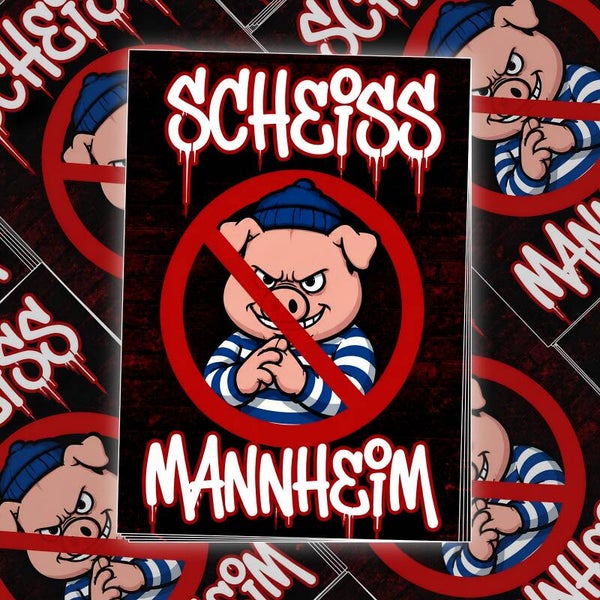 50 Anti Mannheim Aufkleber 5,2cm x 7,4cm