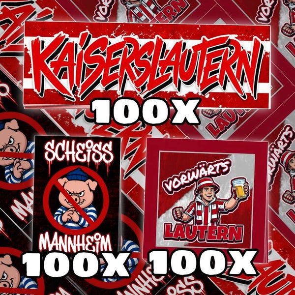 300 Stück Kaiserslautern Aufkleber Mix (3 Motive)