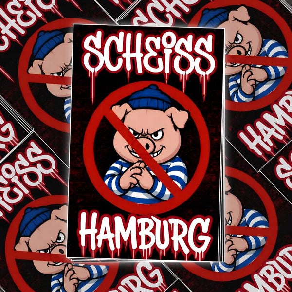 50 Anti Hamburg Aufkleber 5,5cm x 8,5cm