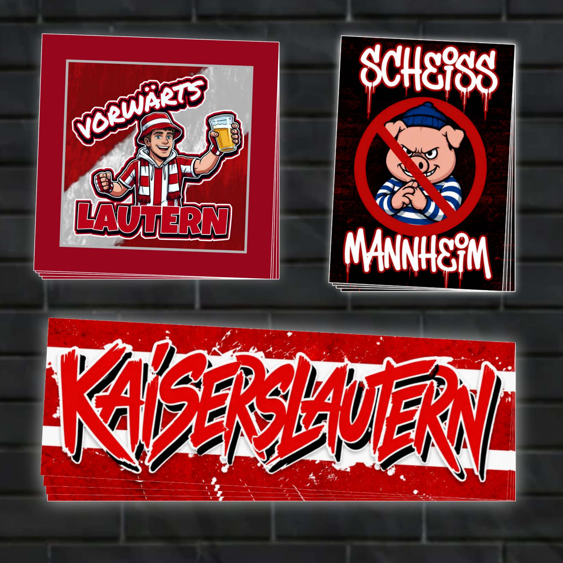 60 STK Kaiserslautern Aufkleber Mix