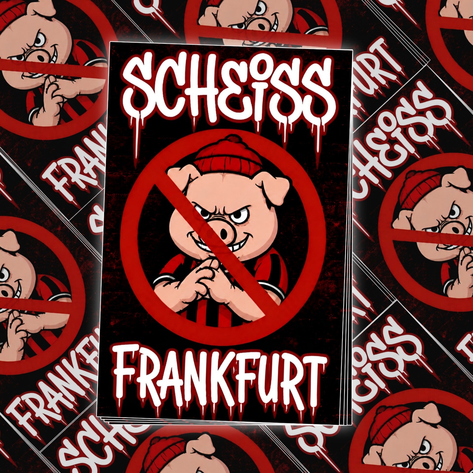 50 Anti Frankfurt Aufkleber 5,5cm x 8,5cm