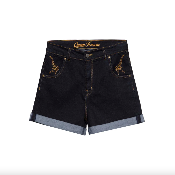 High Waist Denim short - Black Washed • Queen Kerosin