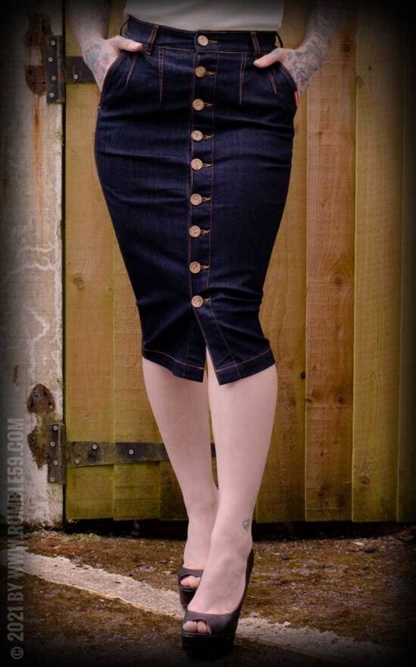High Waisted Jeans Pencil Skirt - Second skin Rumble59