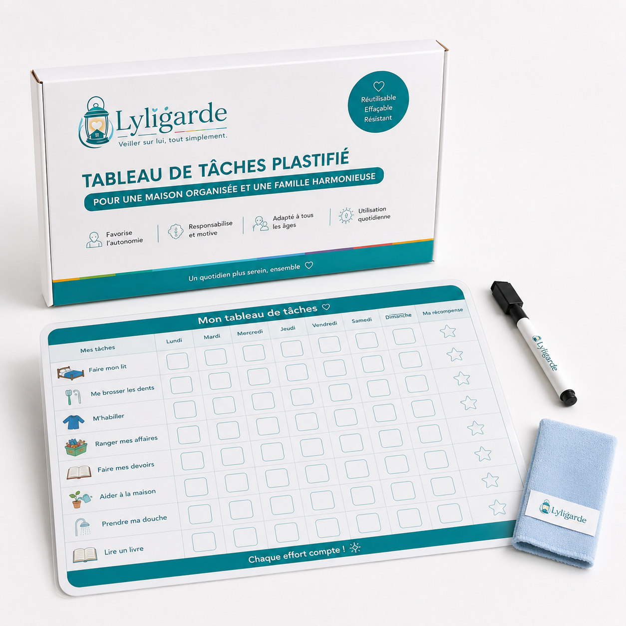 Tableau de tâches plastifié