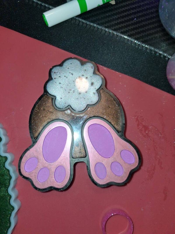 bunny feet and tail resin art