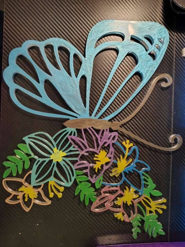 Butterfly n flowers resin wall art