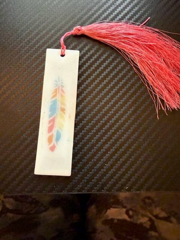 feather resin bookmark